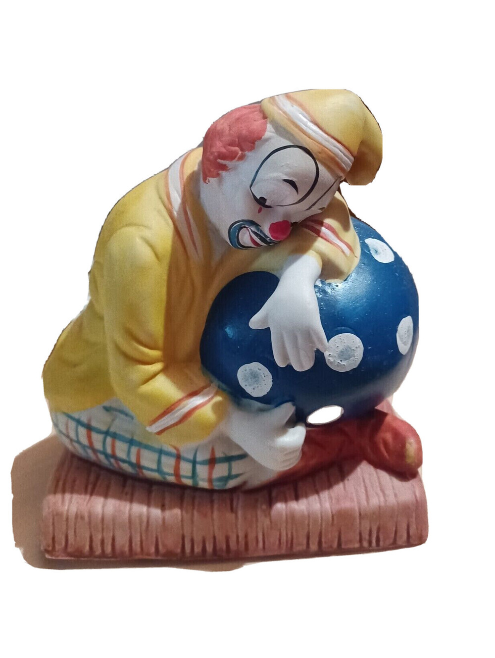 Collectible Ceramic Circus Clown Sleeping On Ball Figurine